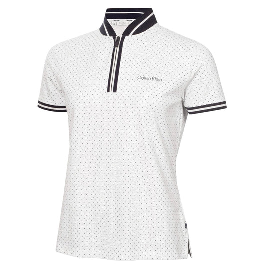 White - Front - Calvin Klein Womens-Ladies Camilla Micro-Dot Polo Shirt