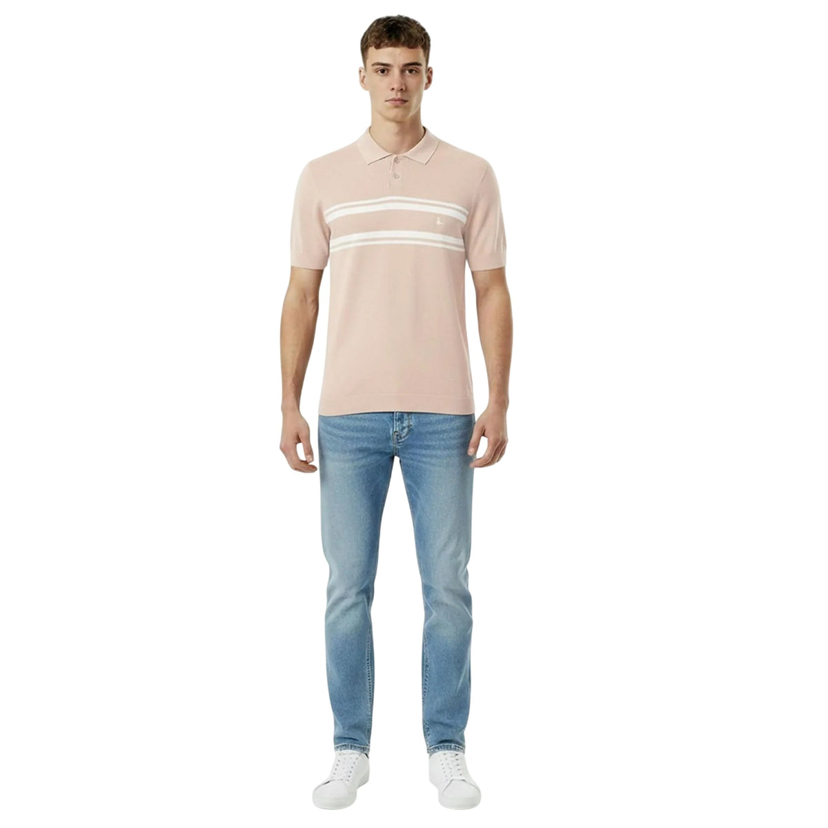 Beige - Pack Shot - Jack Wills Mens Ribbed Polo Shirt