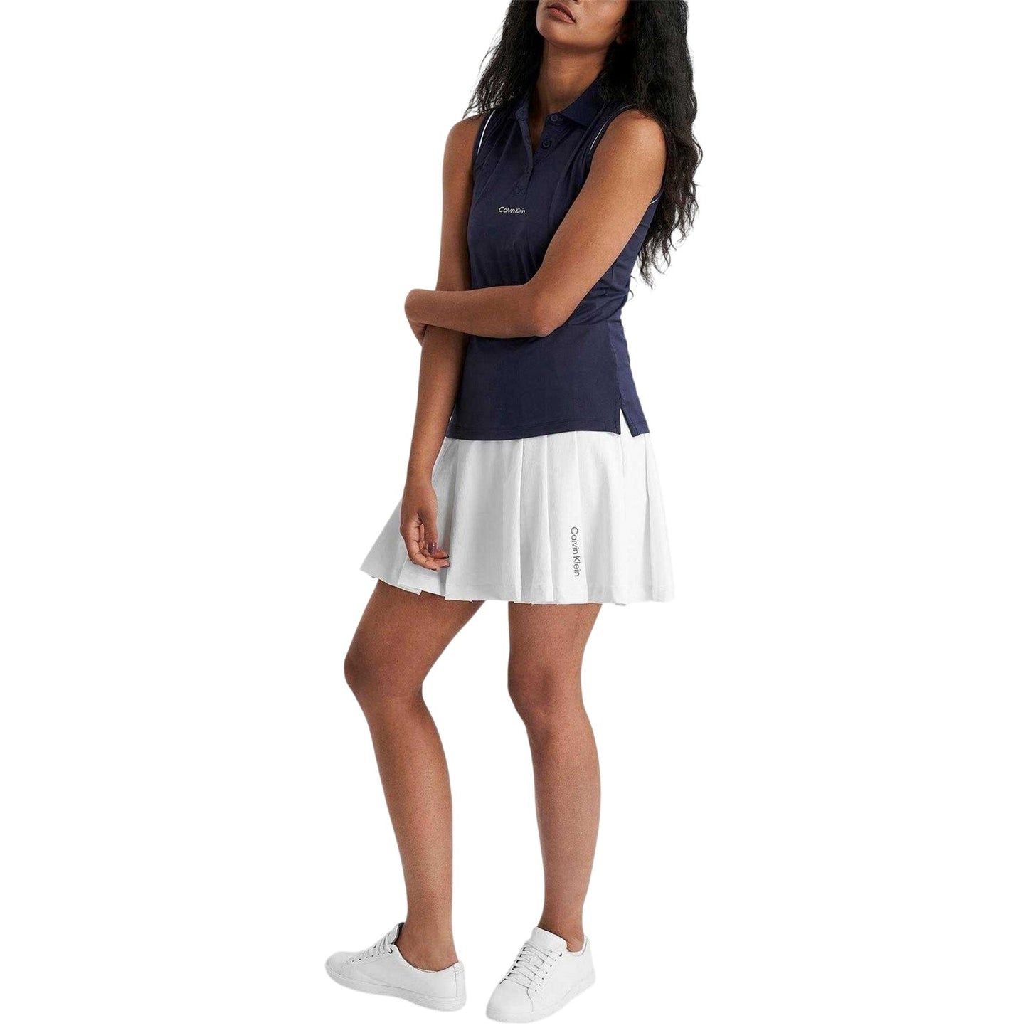 Navy - Side - Calvin Klein Womens-Ladies Manelle Sleeveless Polo Shirt