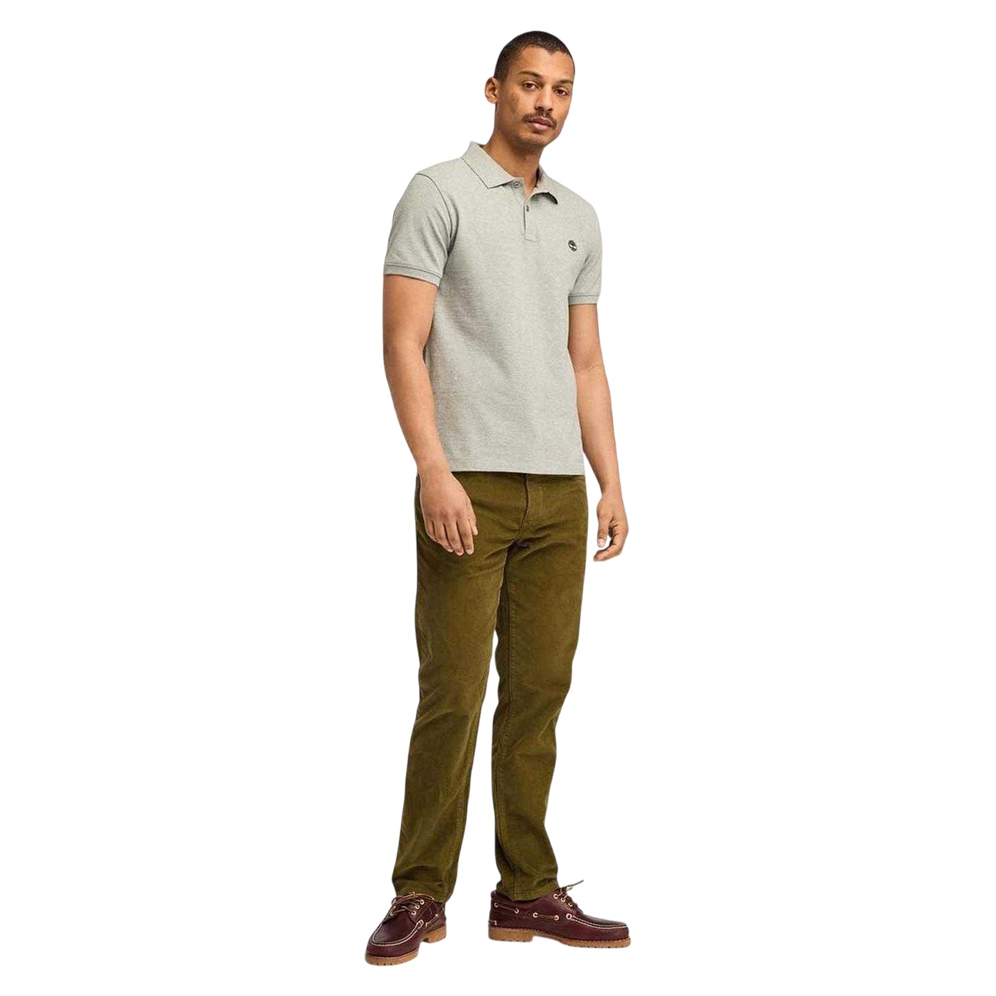 Grey - Side - Timberland Mens Oyster River Logo Cotton Polo Shirt