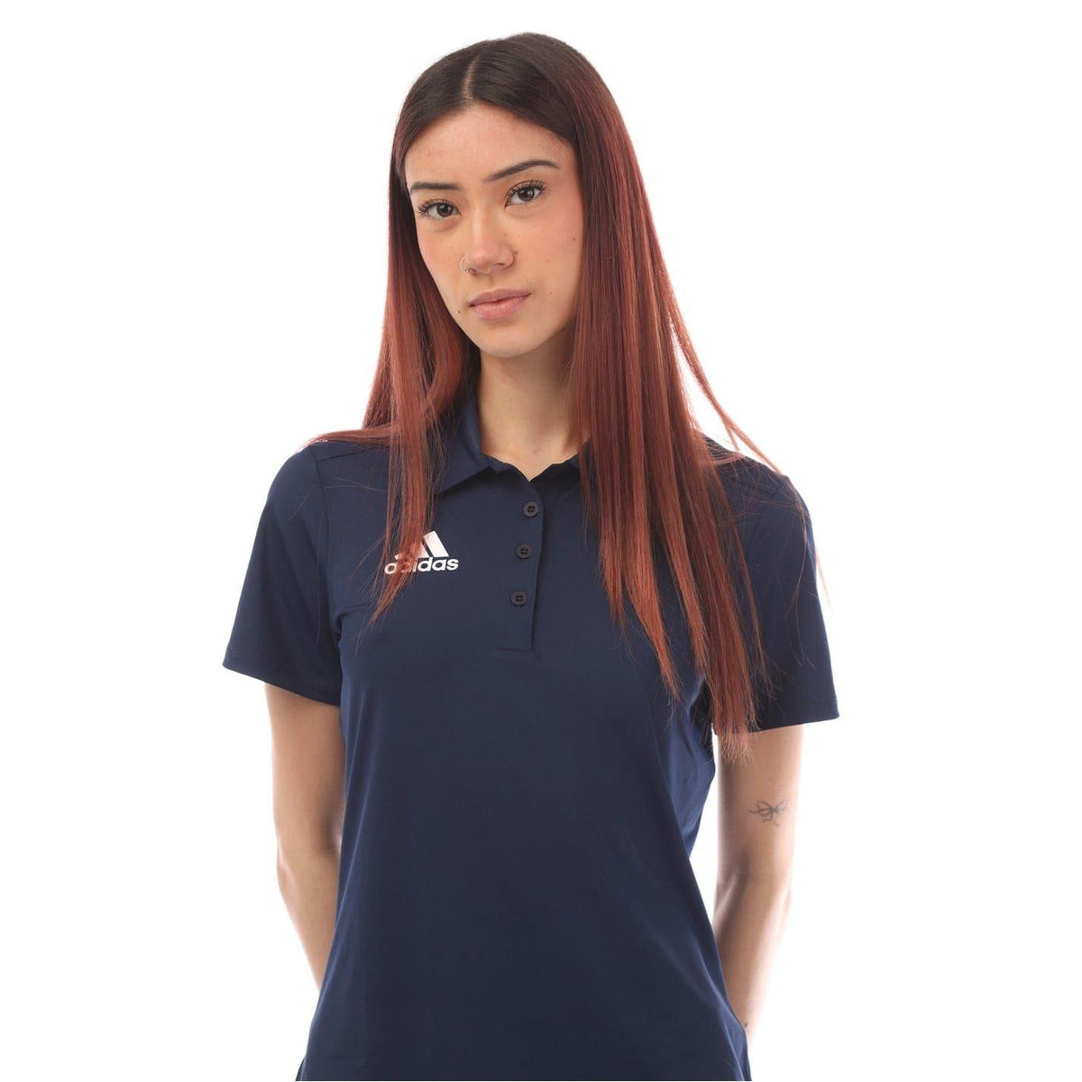 Navy - Side - Adidas Womens-Ladies Core 18 Climalite Polo Shirt