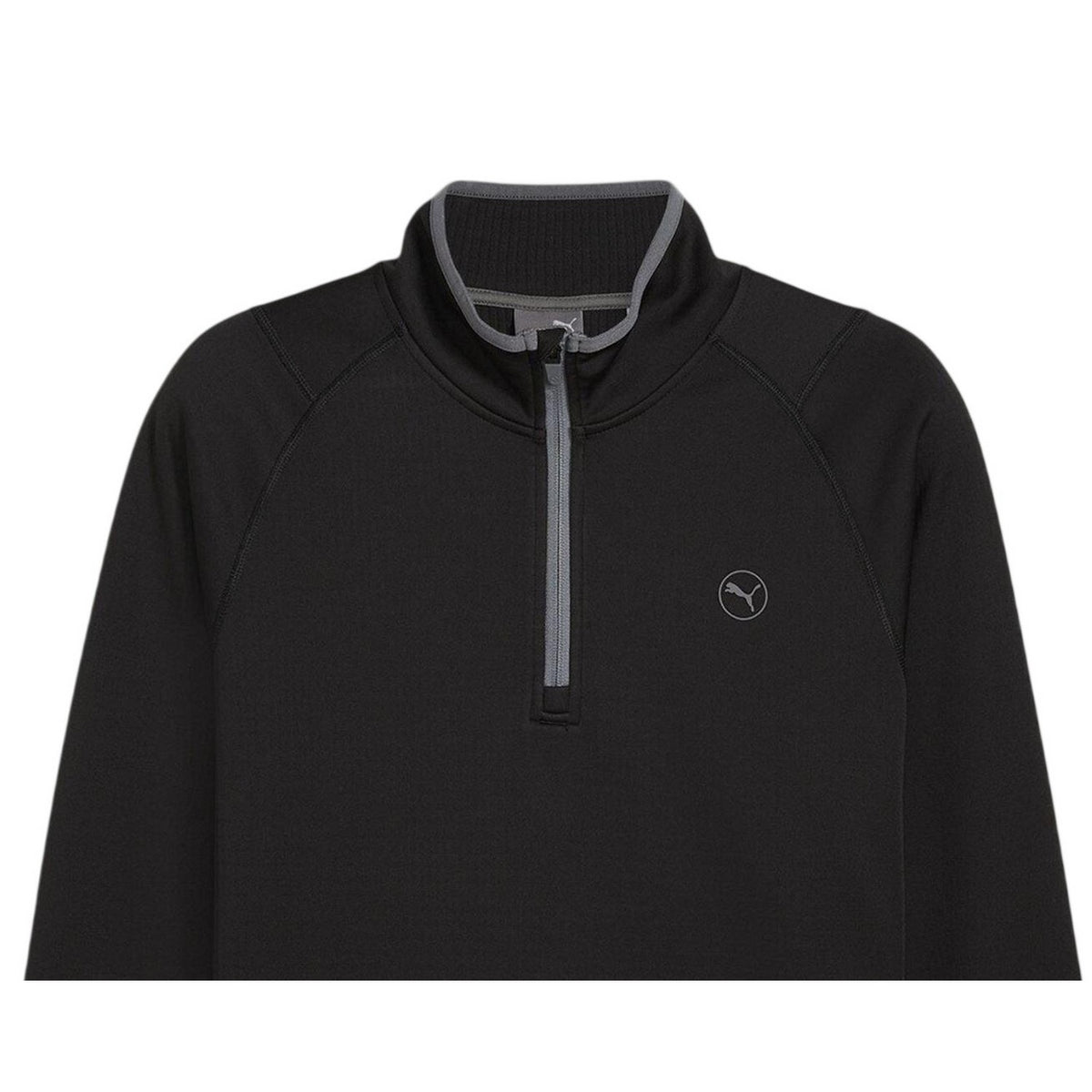 Puma Black - Side - Puma Mens Quarter Zip Long-Sleeved Polo Shirt