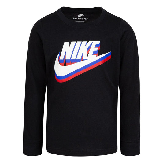 Black - Front - Nike Childrens-Kids Logo Long-Sleeved T-Shirt