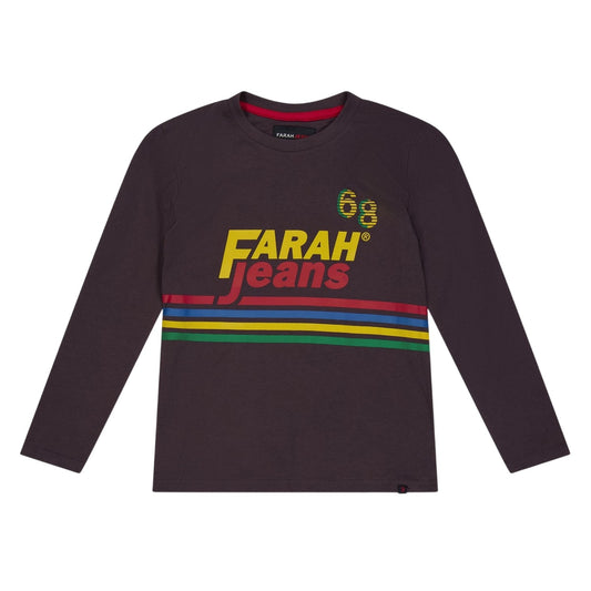 Red - Front - Farah Childrens-Kids Logo Long-Sleeved T-Shirt