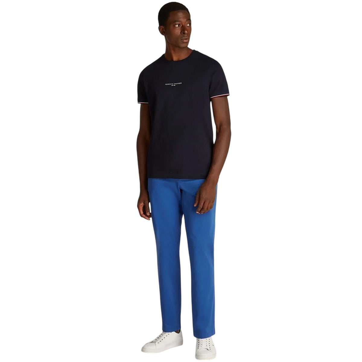 Desert Sky - Pack Shot - Tommy Hilfiger Mens Logo Tipped Slim T-Shirt