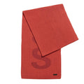 Red - Front - Boss Logo Cotton Blend Structured Scarf