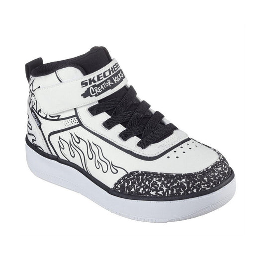 White-Black - Front - Skechers Childrens-Kids Graphic Print Flat Trainers