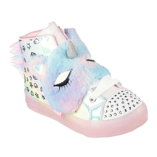 Pink-Multicoloured - Front - Skechers Girls Shuffle Unicorn Trainers