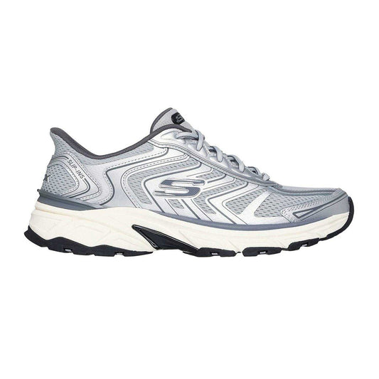 Slate-Grey - Front - Skechers Mens Mesh Lace Up Trainers