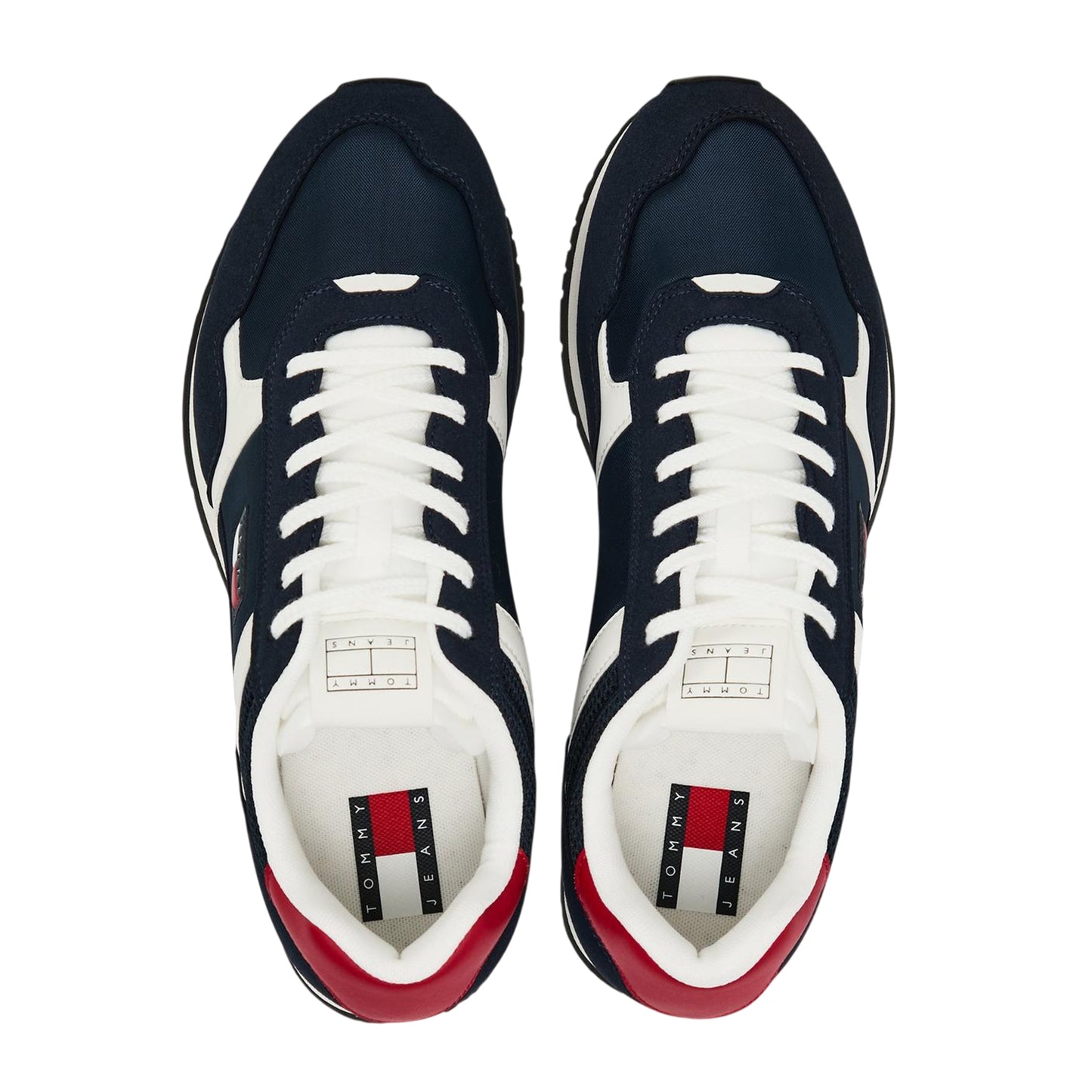 Night-Navy-White - Side - Tommy Jeans Mens Round Toe Running Trainers
