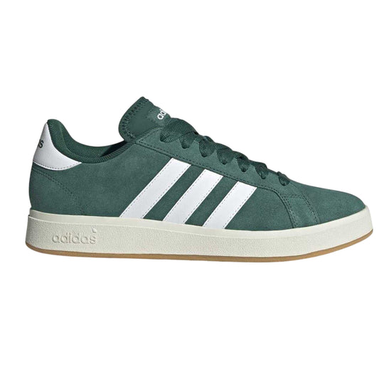 Green-White - Front - Adidas Mens Grand Court 3 Stripes Suede Flat Trainers