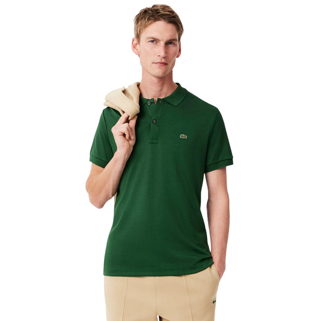 Green - Side - Lacoste Mens Pima Cotton Regular Polo Shirt