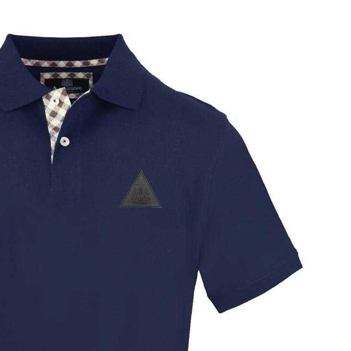 Navy - Side - Aquascutum Mens Triangle Logo Polo Shirt