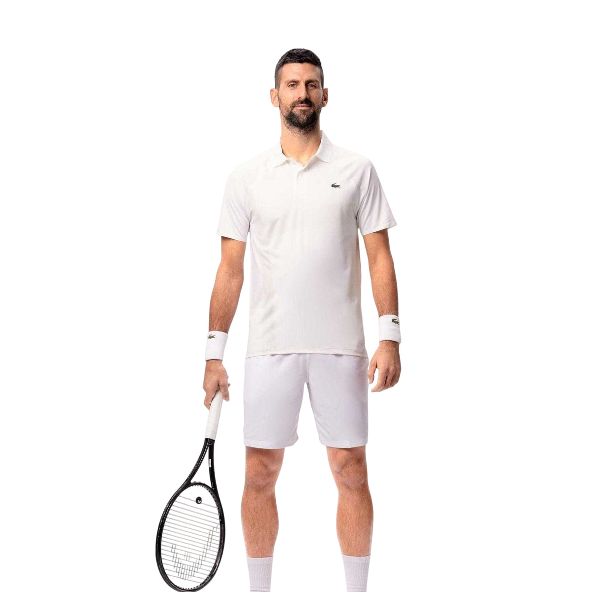 White - Side - Lacoste Mens Novak Djokovic On Court Polo Shirt