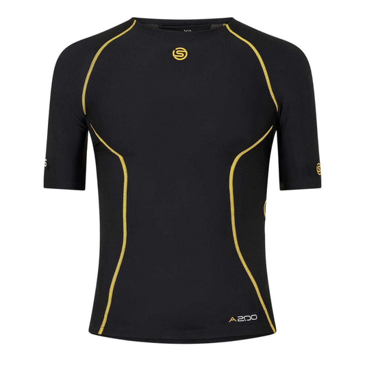 Black-Yellow - Front - Skins Mens A200 Contrast Detail Short-Sleeved Base Layer Top