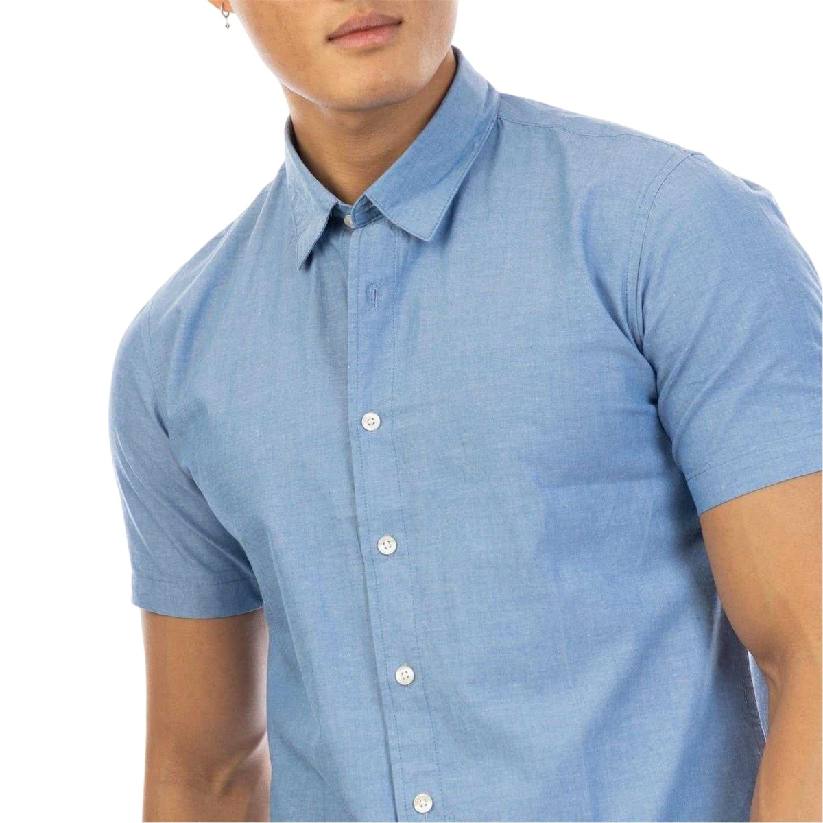 Indigo - Side - Peter Werth Mens Plain Collared Regular Shirt