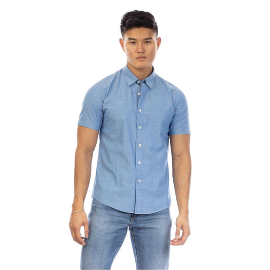 Indigo - Front - Peter Werth Mens Plain Collared Regular Shirt