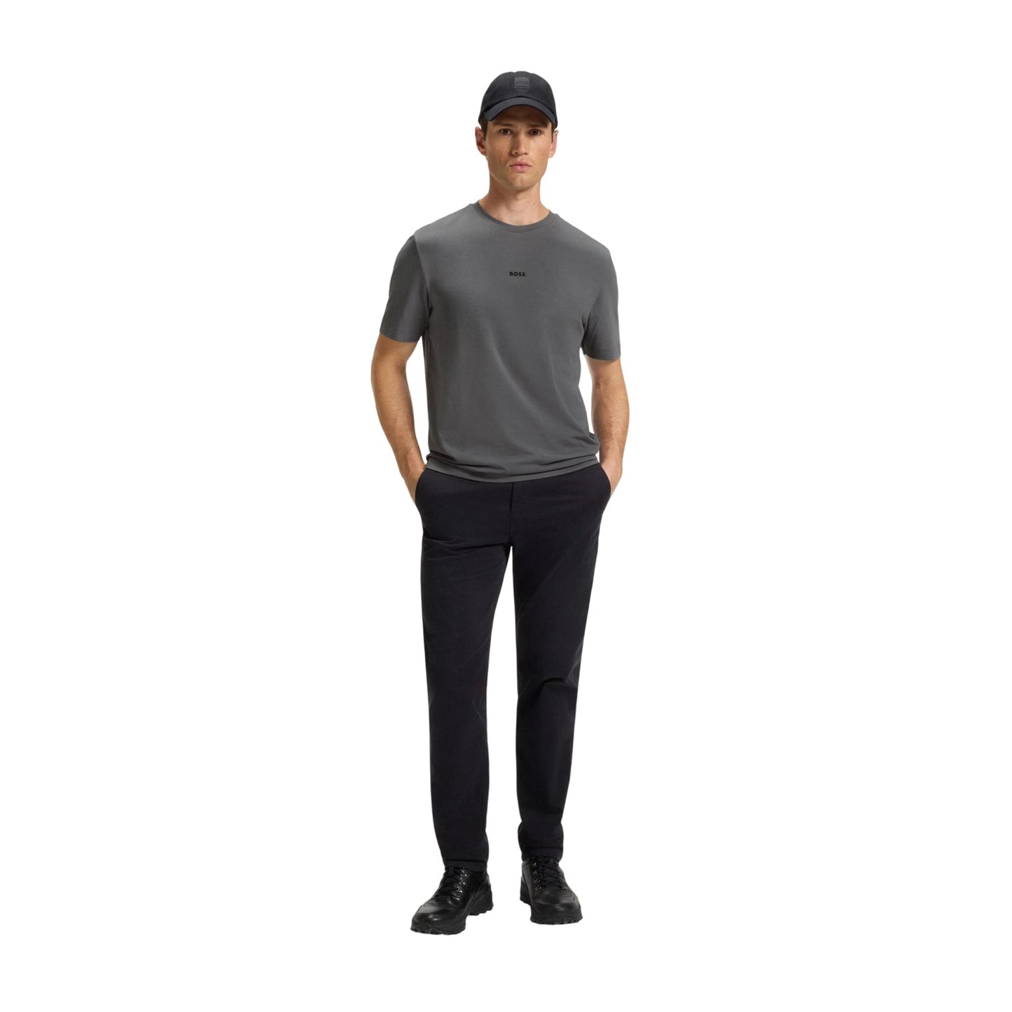 Grey - Lifestyle - Boss Mens Tchup Logo Oversized T-Shirt