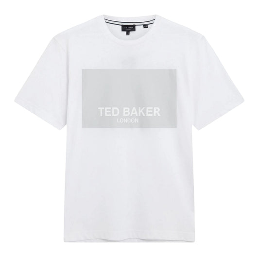 White - Front - Ted Baker Mens Box Logo Regular T-Shirt