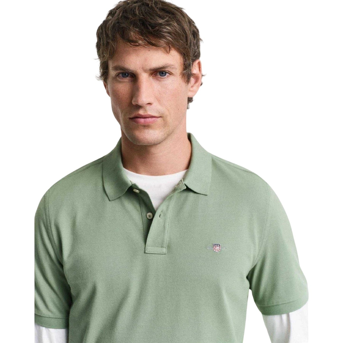 Green - Side - Gant Mens Plain Regular Polo Shirt