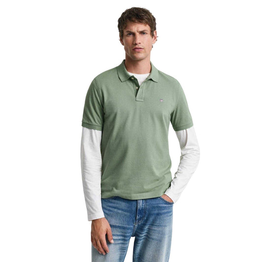 Green - Front - Gant Mens Plain Regular Polo Shirt