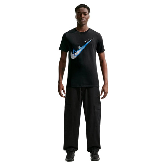 Black - Front - Nike Mens Swoosh Graphic Print T-Shirt