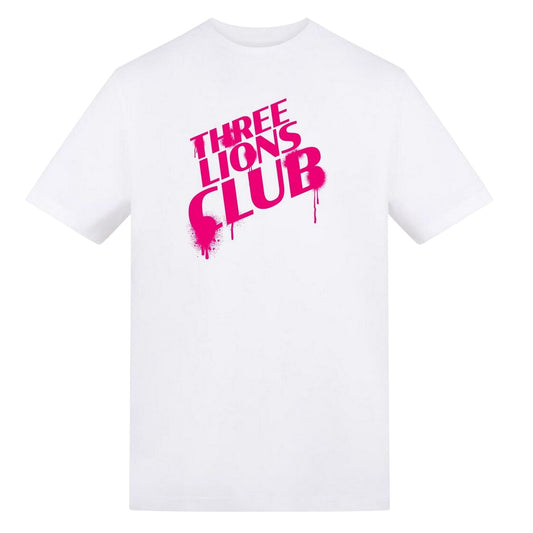 White - Front - AWD Mens Three Lions Club England T-Shirt