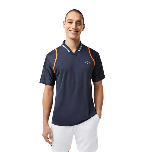 Night Blue - Front - Lacoste Mens Contrast Detail Polo Shirt
