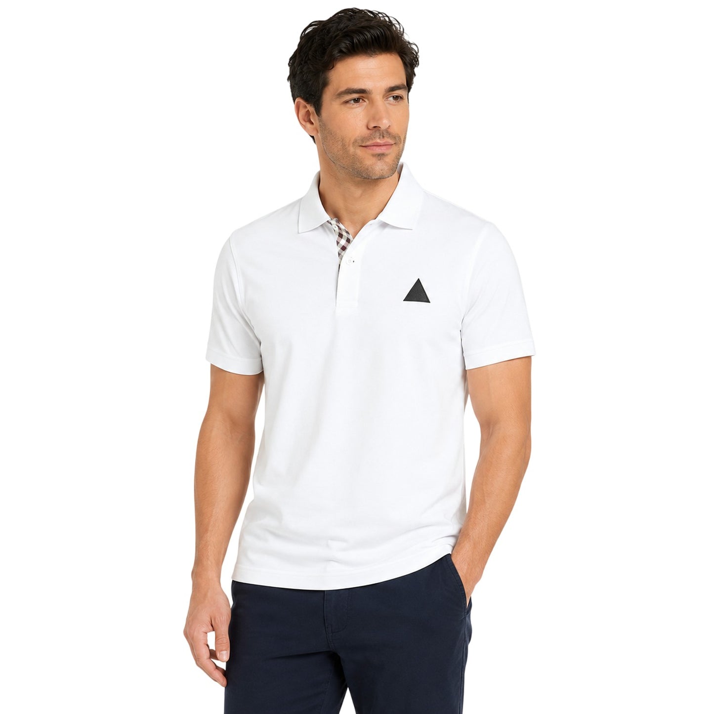 White - Lifestyle - Aquascutum Mens Logo Polo Shirt
