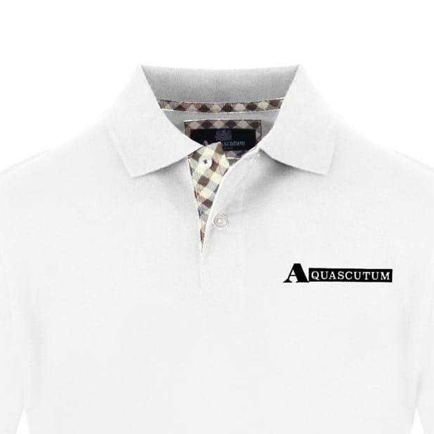 White - Side - Aquascutum Mens Logo Polo Shirt