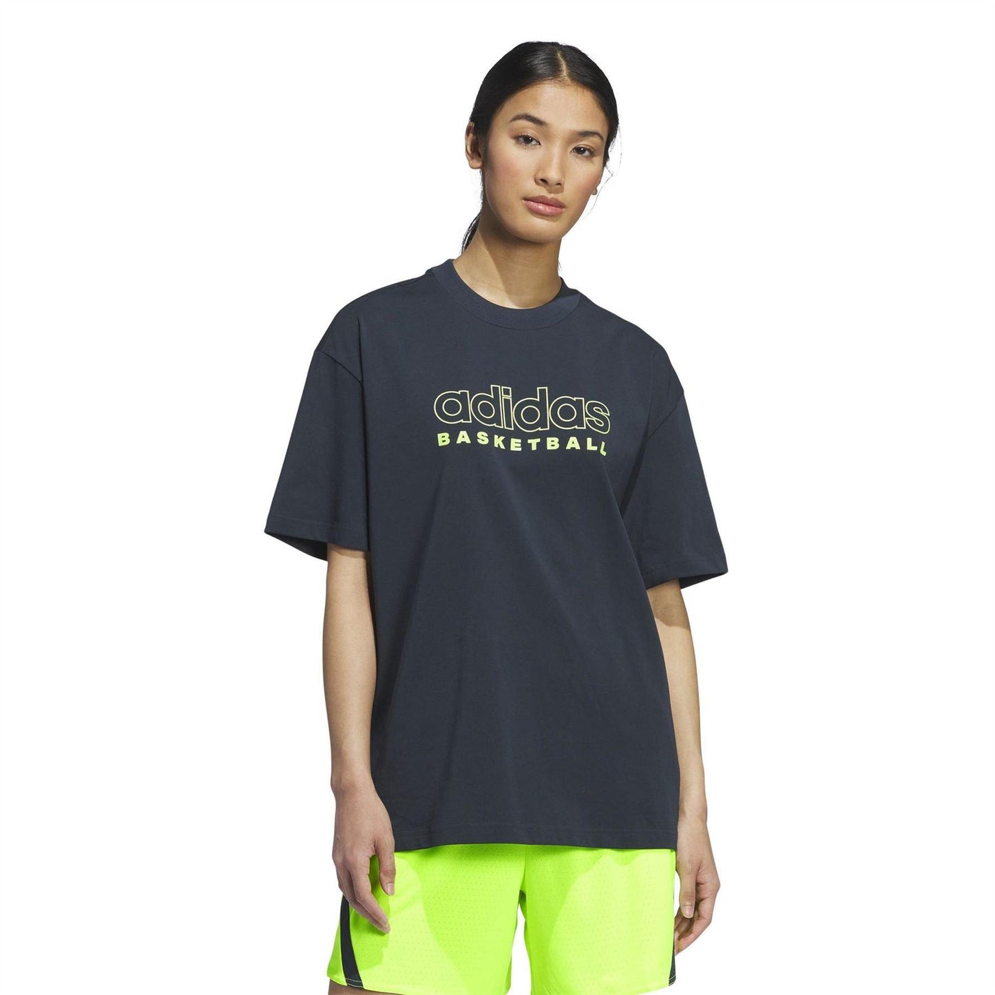 Blue-Ink - Pack Shot - Adidas Womens-Ladies Logo Basketball T-Shirt