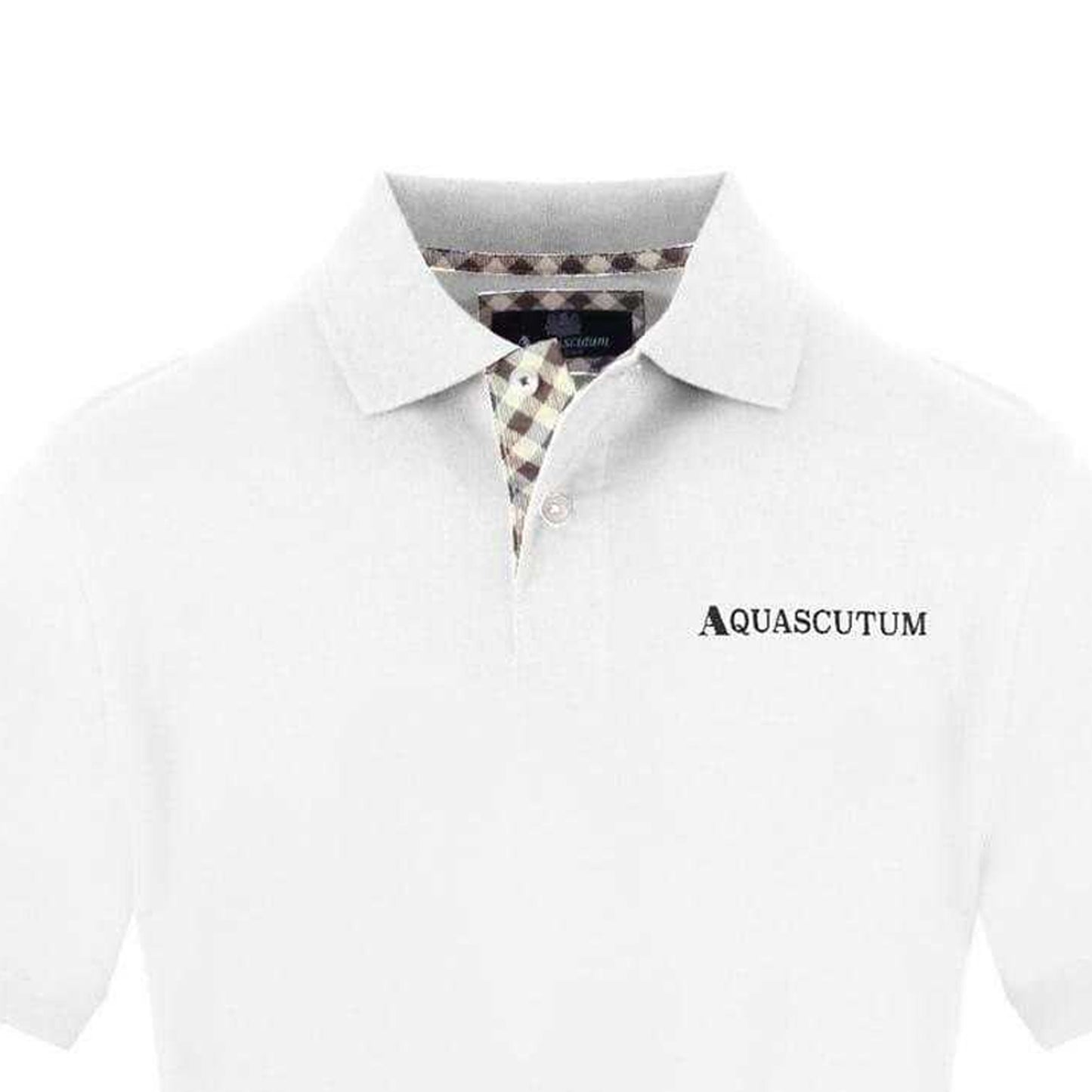 White - Side - Aquascutum Mens Chest Logo Collared Polo Shirt