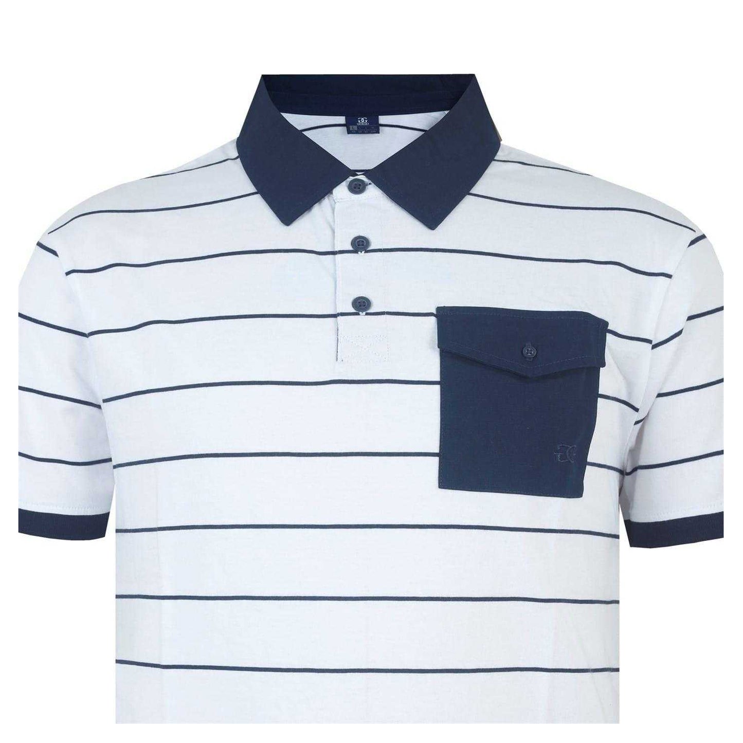 White-Navy - Lifestyle - Giorgio Mens Striped Pocket Polo Shirt
