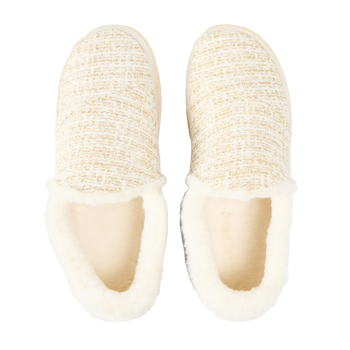 White - Side - Toms Womens-Ladies Tweed Casual Slippers