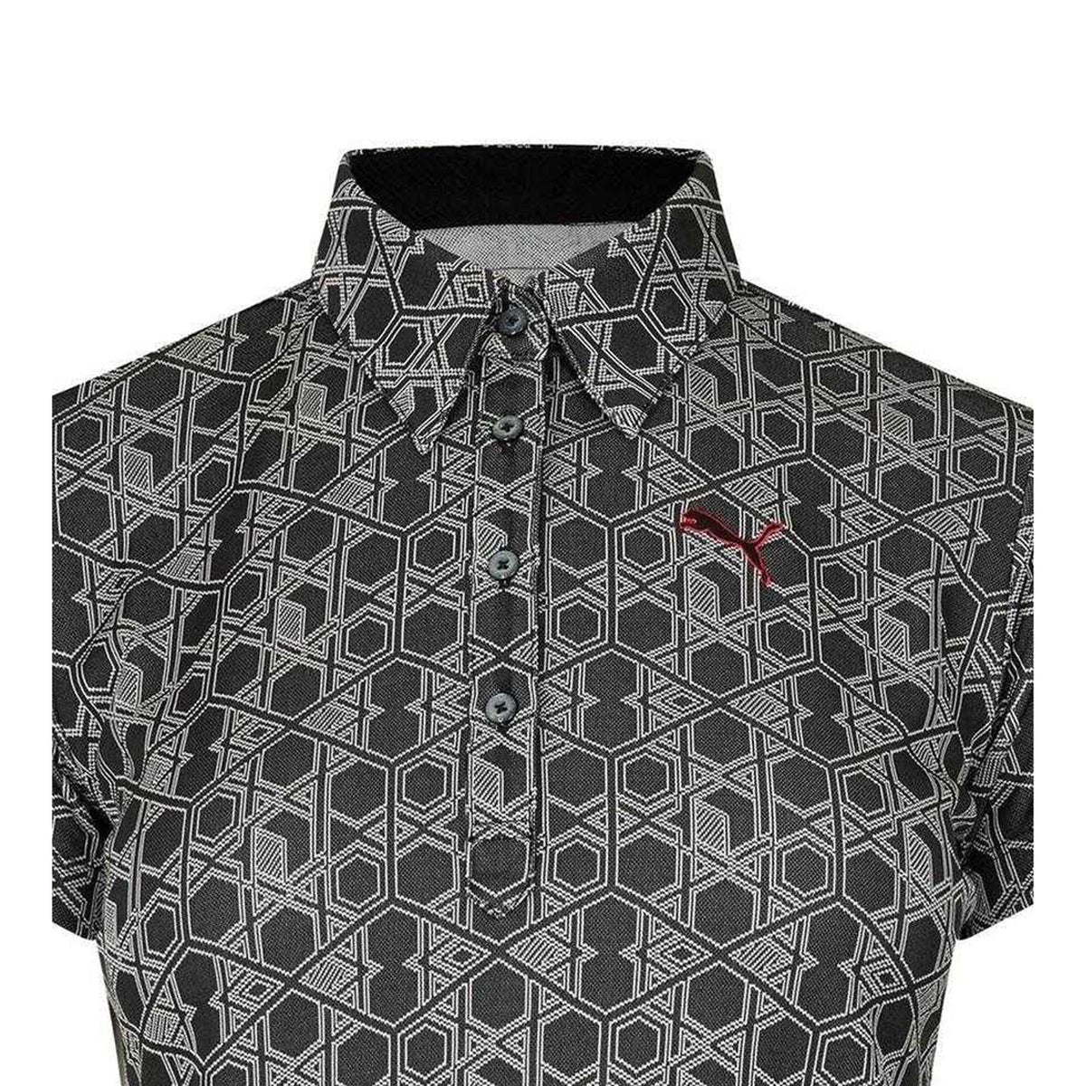 Grey - Side - Puma Womens-Ladies Hexagon Short-Sleeved Golf Polo Shirt