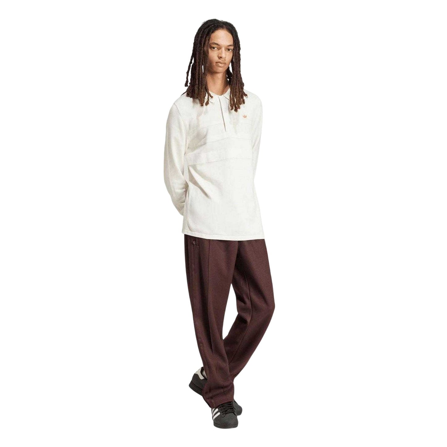 Off White - Pack Shot - Adidas Mens Originals Premium Long-Sleeved Polo Shirt