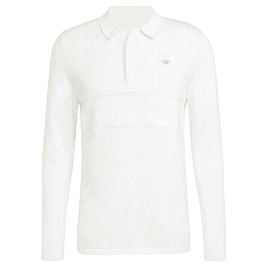 Off White - Front - Adidas Mens Originals Premium Long-Sleeved Polo Shirt
