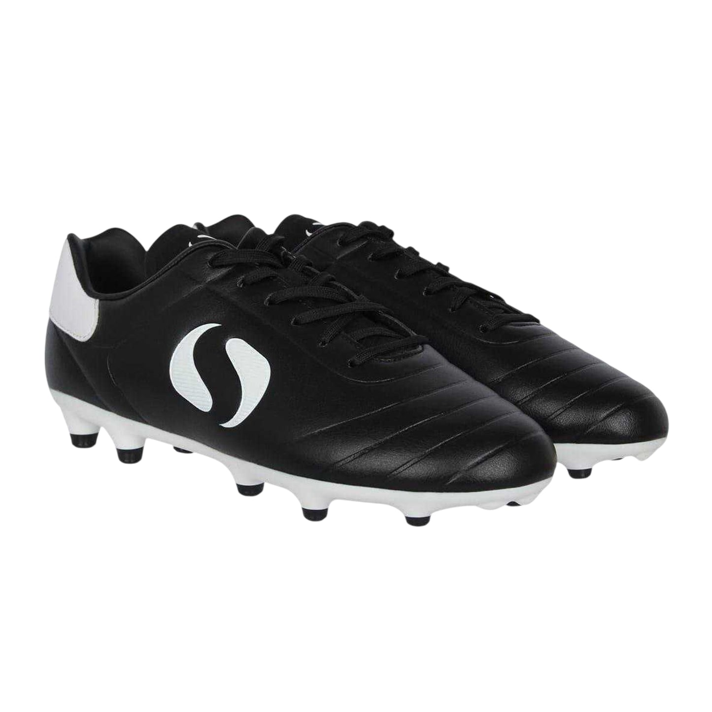 Black-White - Pack Shot - Sondico Childrens-Kids Strike Firm Ground Football Boots