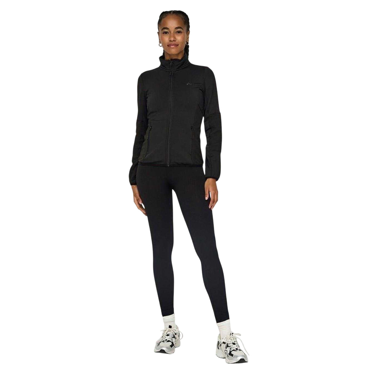 Black - Side - Only Play Womens-Ladies Ribbed Panels Soft Shell Jacket