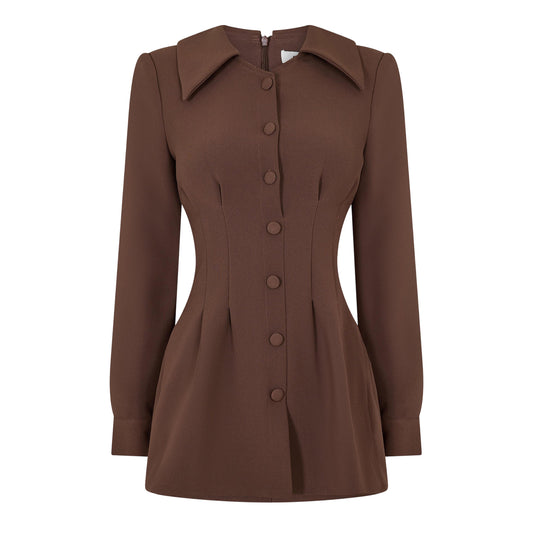 Brown Reddish - Front - Odd Muse Womens-Ladies Pleated Satin Mini Dress
