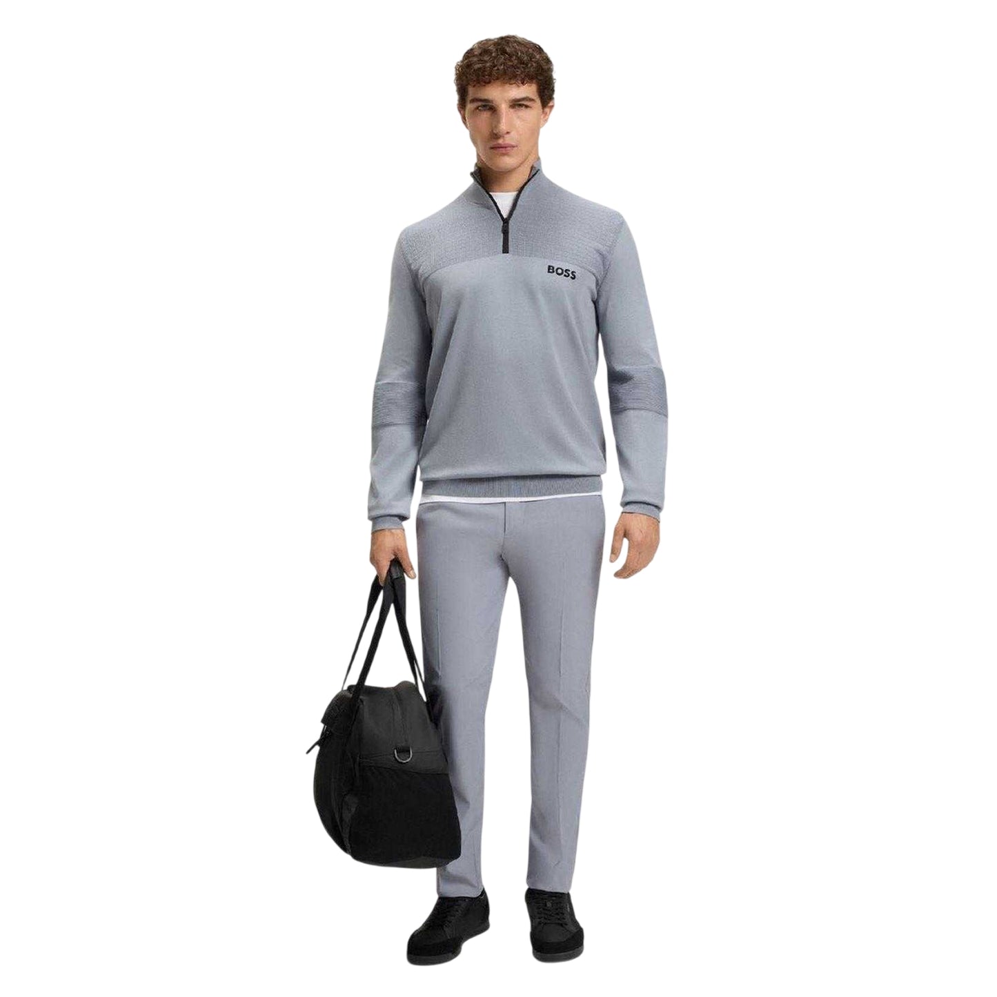 Grey - Side - Boss Mens Phoenix Pro Stretch Golf Trousers