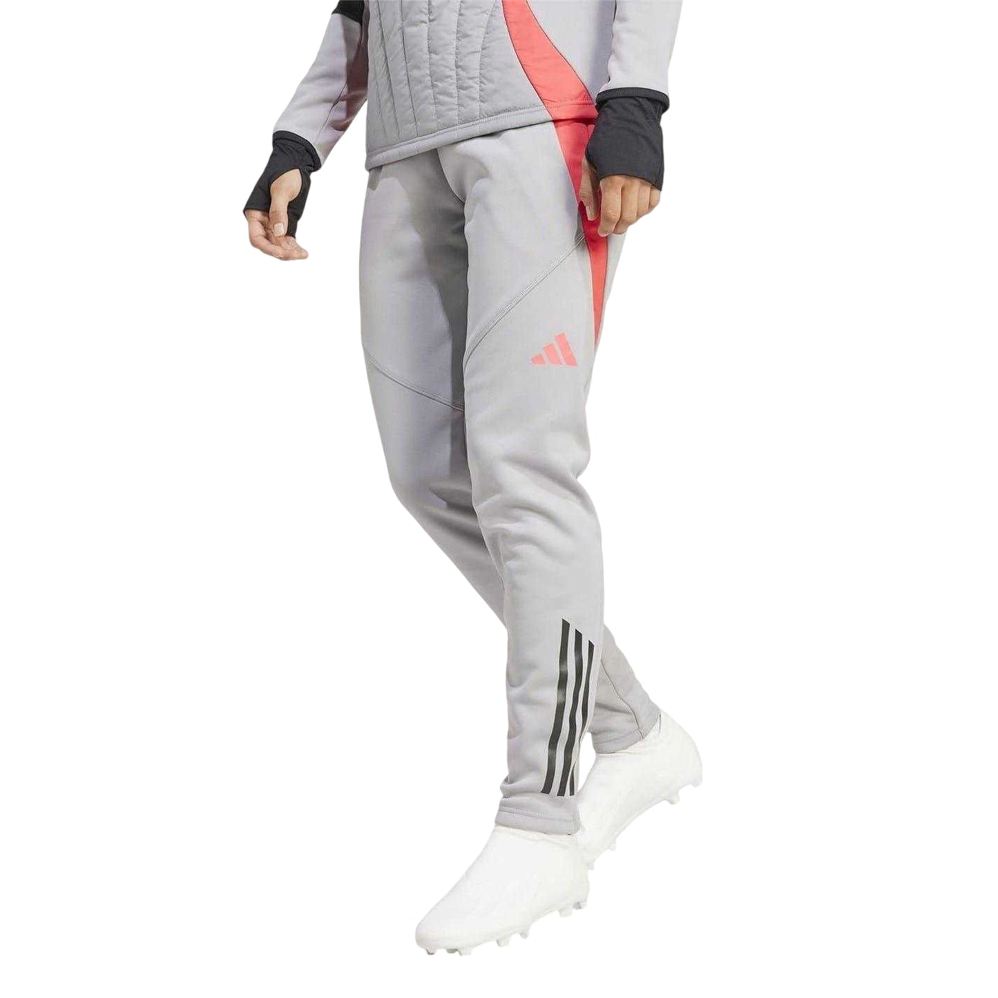 Light Grey - Side - Adidas Womens-Ladies Tiro Colour Block Slim Tracksuit Bottoms