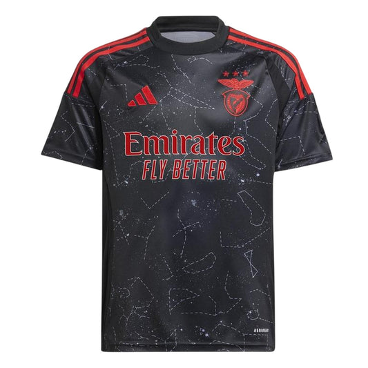 Black - Front - SL Benfica Childrens-Kids Adidas Away Shirt