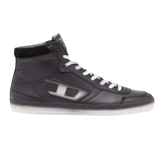 Black - Front - Diesel Mens Leroji Leather Trainers