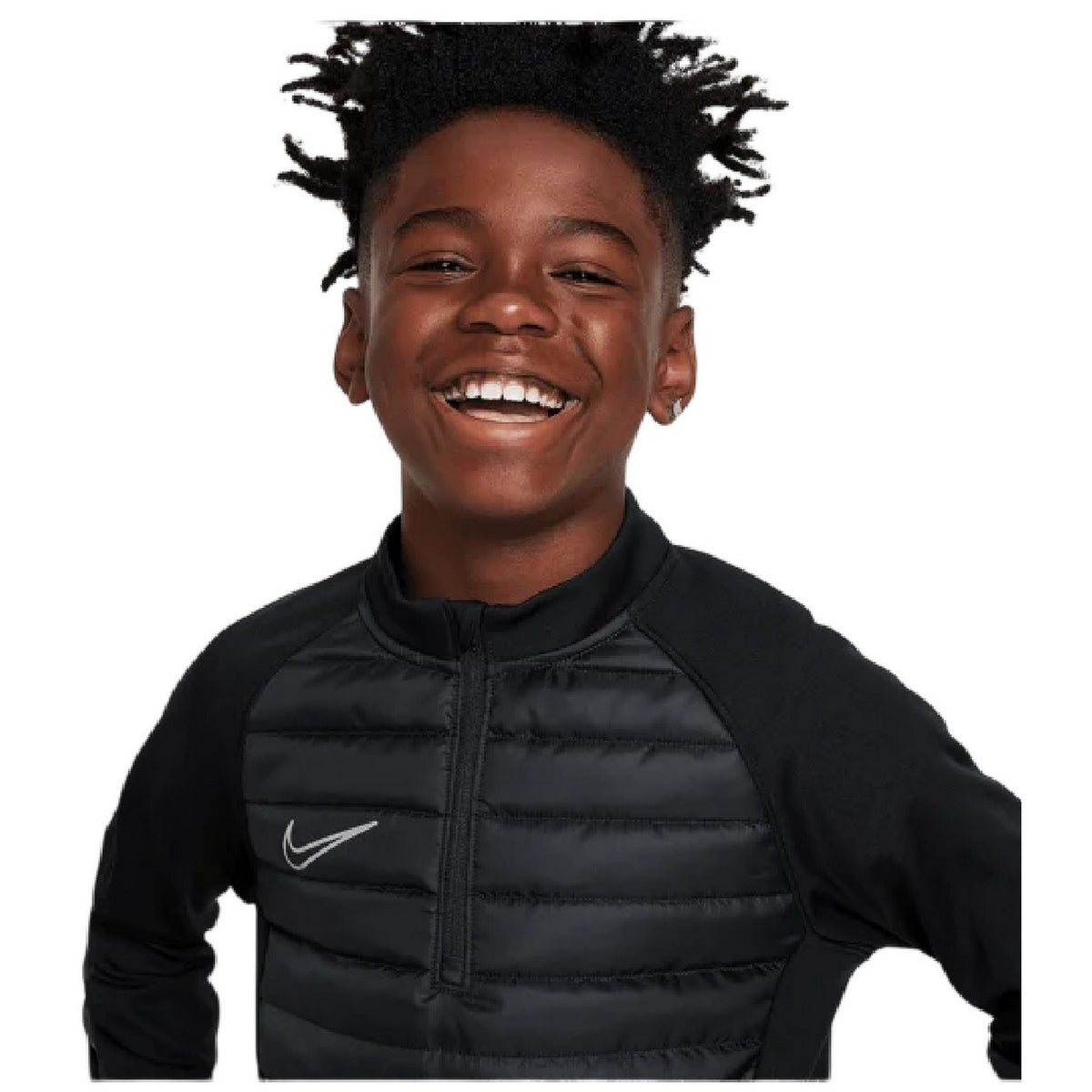 Black-Reflective - Side - Nike Childrens-Kids Swoosh Raglan Long-Sleeved Drill Top
