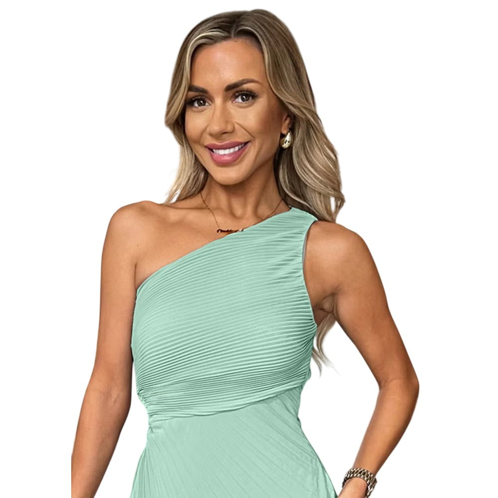 Duck Egg - Lifestyle - AX Paris Womens-Ladies Pleated One Shoulder Midi Dress