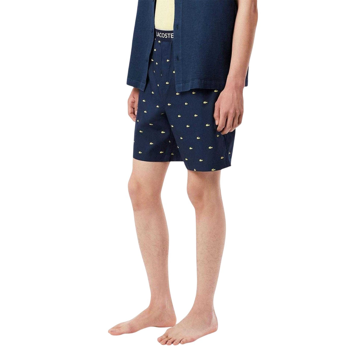 Navy - Lifestyle - Lacoste Mens Poplin Repeat Logo Pyjama Shorts