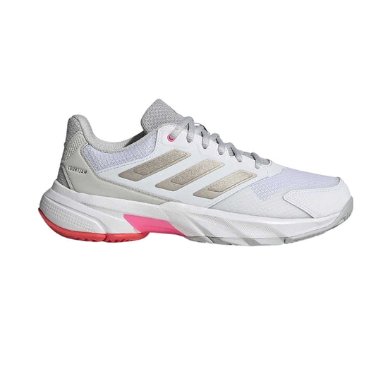 White-Pink - Front - Adidas Womens-Ladies Courtjam Control 3 3 Stripes Tennis Shoes