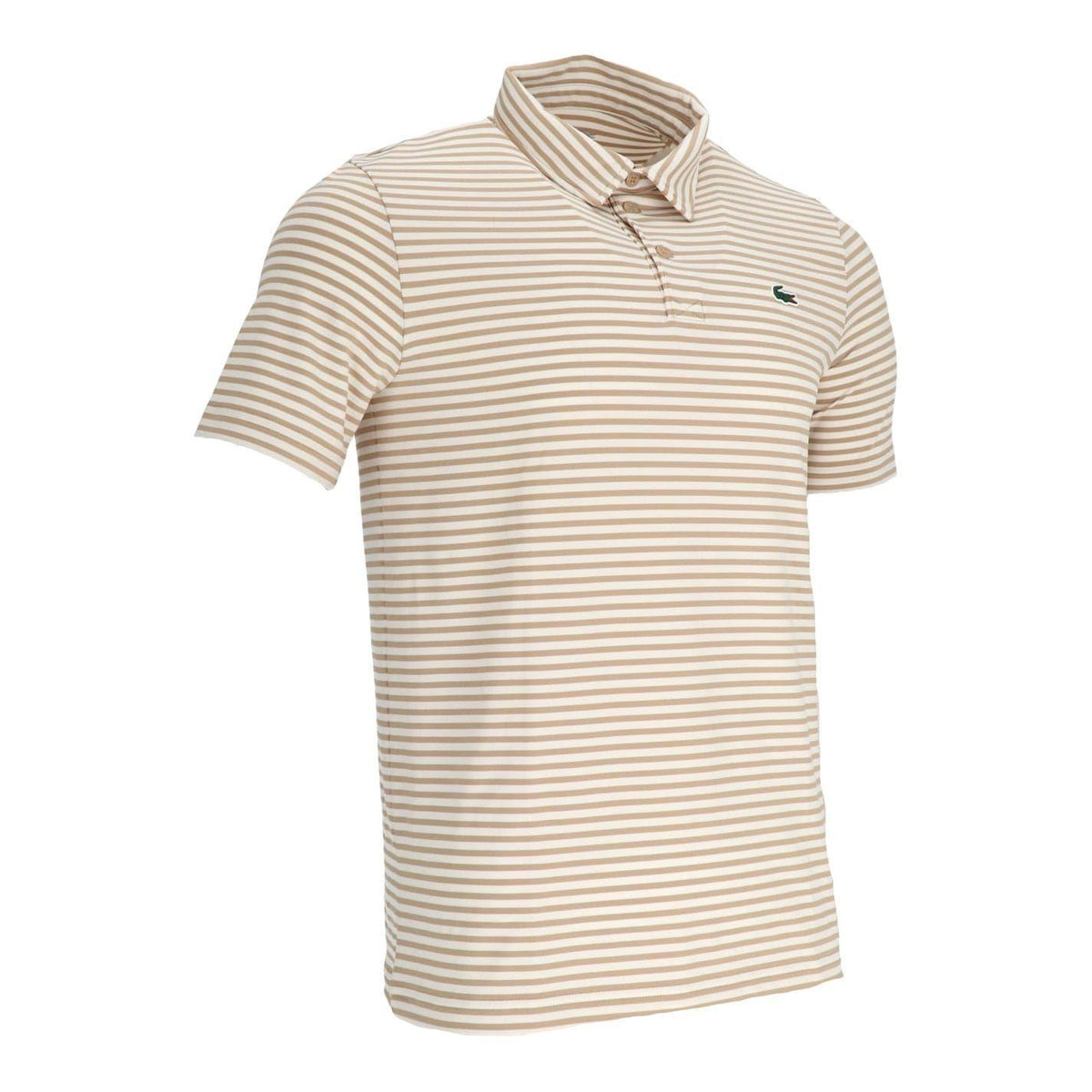 Orange-White - Side - Lacoste Mens Striped Ultra Dry Logo Short-Sleeved Polo Shirt