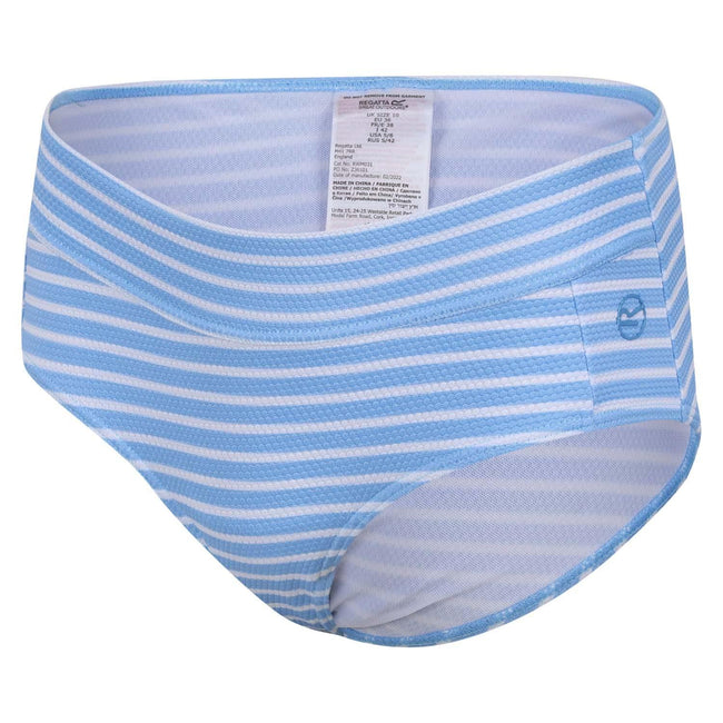 Blue-White - Side - Regatta Womens-Ladies Paloma Striped Swim Briefs